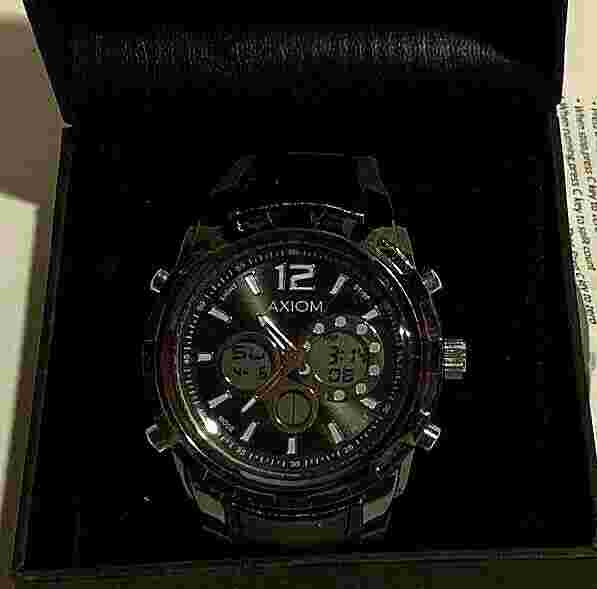 New AXIOM Large Black 3 Dial Chronograph Watch in Box