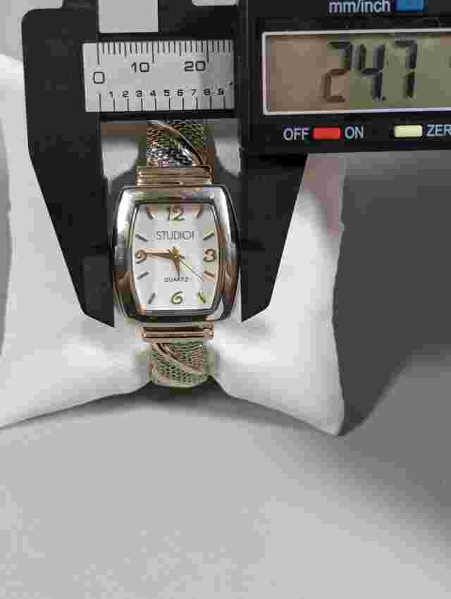 Studio Silver Tone Dial Rectangle Case Hinge Bracelet Band Watch