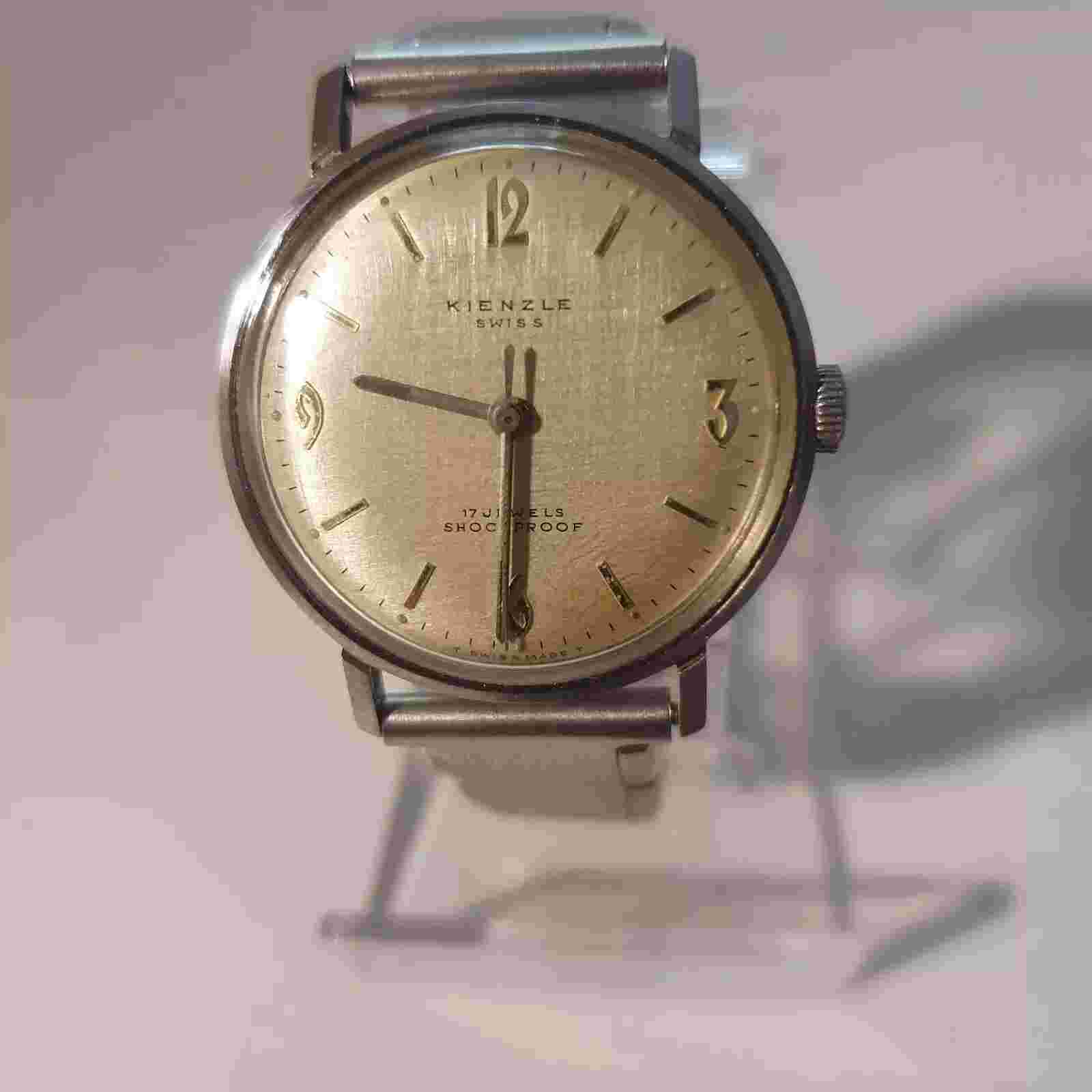 Vintage Men's Watch "KIENZLE" 34mm TSwiss Mechanical 17J '50 STEEL CoinWatch