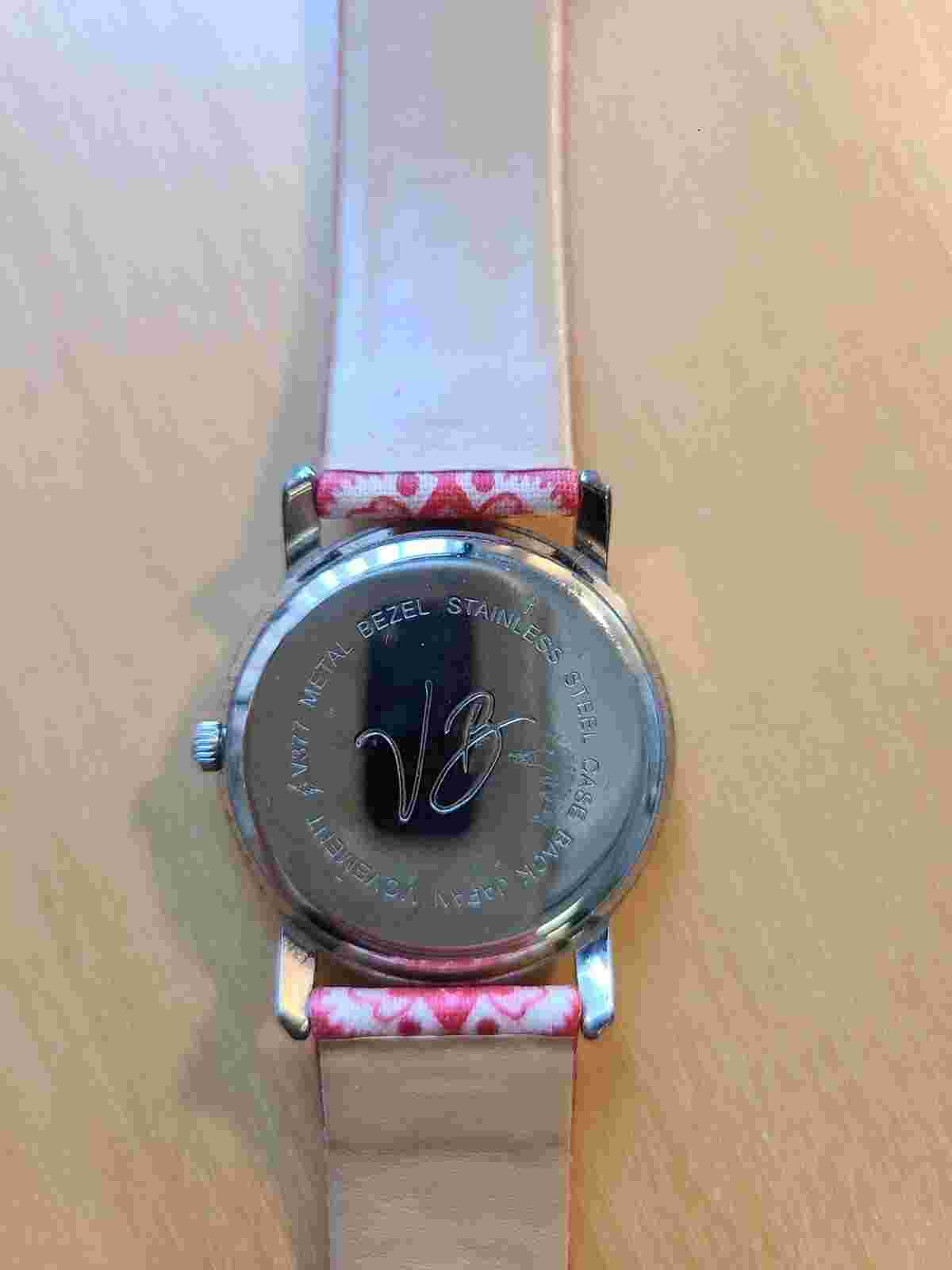 Vera Bradley Silver Dial Coral Flower Pattern Band Watch