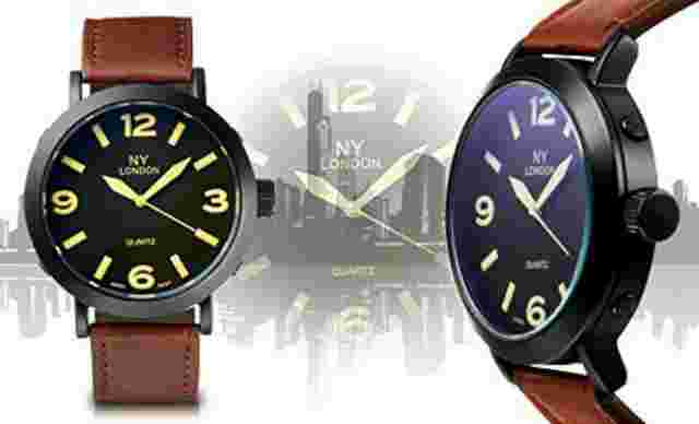 NEW NY London 4776 Men's Archetype Collection Casual Leather Band Shiny Watch