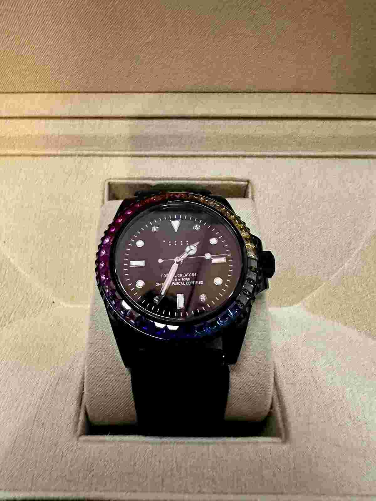 Pascal Rainbow Black Automatic Watch
