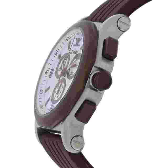 LeVian Men's Brown Strap Stainless Steel Chronograph Quartz Watch ZAG 181