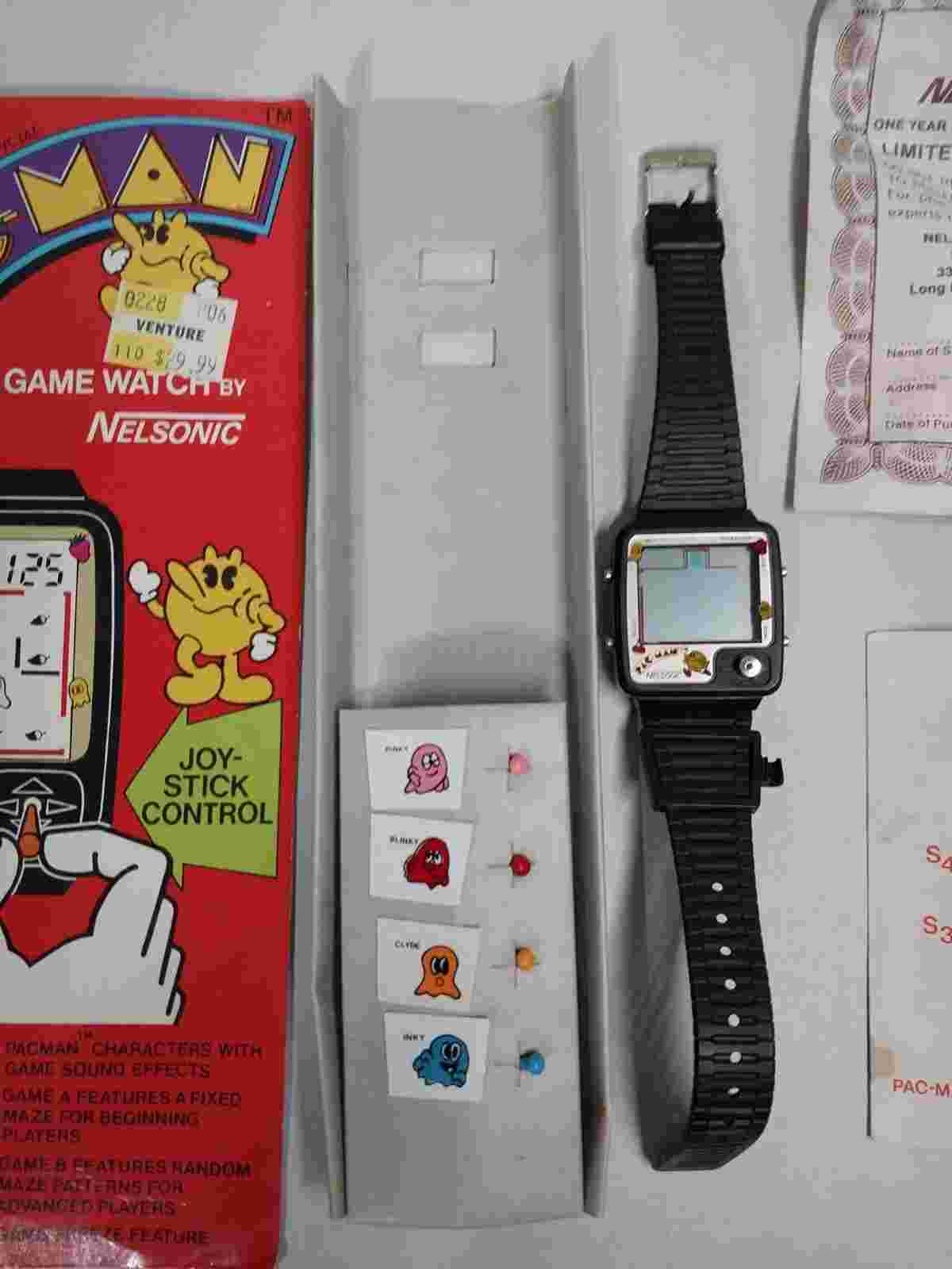 Vintage 1980s Pac Man Game Watch - Nelsonic.in box 100% COMPLETE!