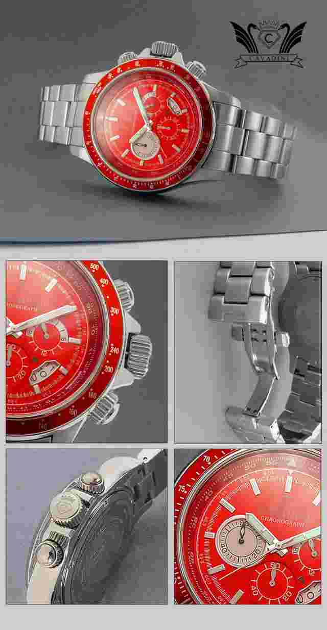 Cavadini Chronograph Sport Model Red Solid Stainless Steel 300gramm, 1 31/32in