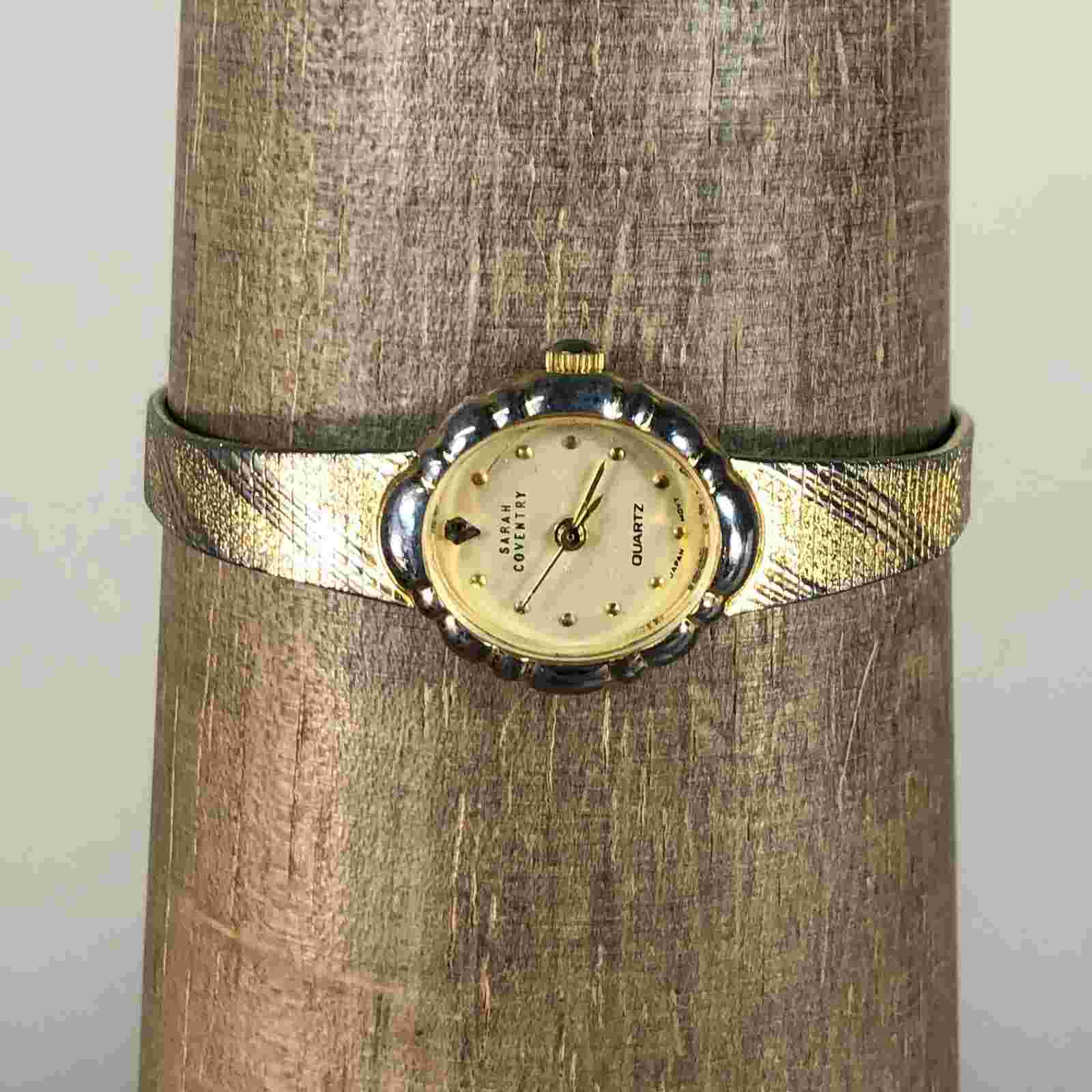 Sarah Coventry Women LS0142 Gold Dial Adjustable Band 21mm Quartz Watch 7 1/4"