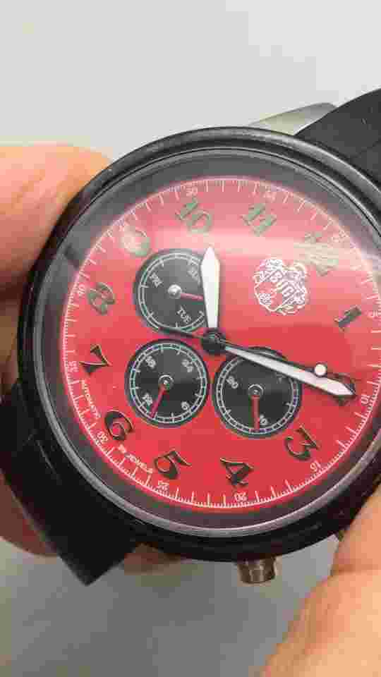 SUG Automatic Watch Men 44mm Silver Tone Red Black Dial Day Date 35 Jewels 50M