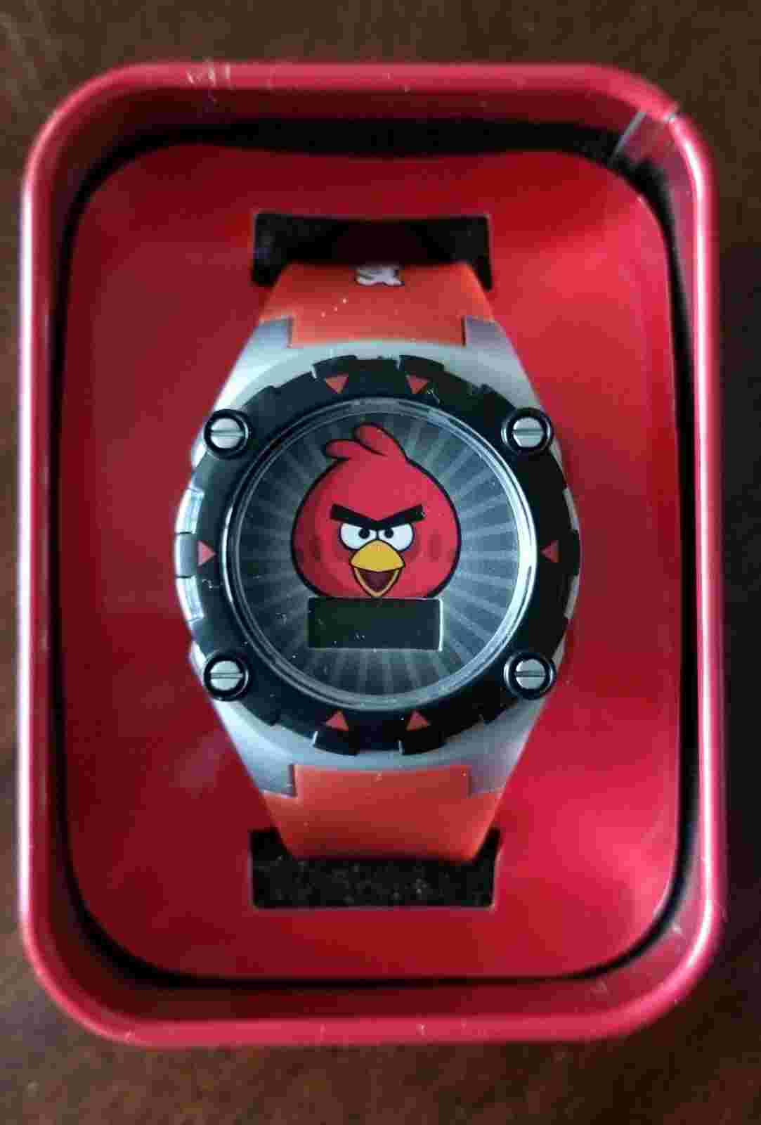 MZB Silver Tone Angry Birds Watch Red Silicone Band NIB