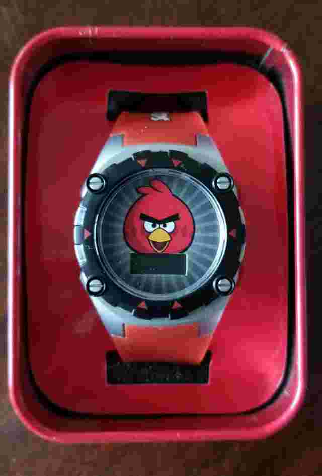 MZB Silver Tone Angry Birds Watch Red Silicone Band NIB
