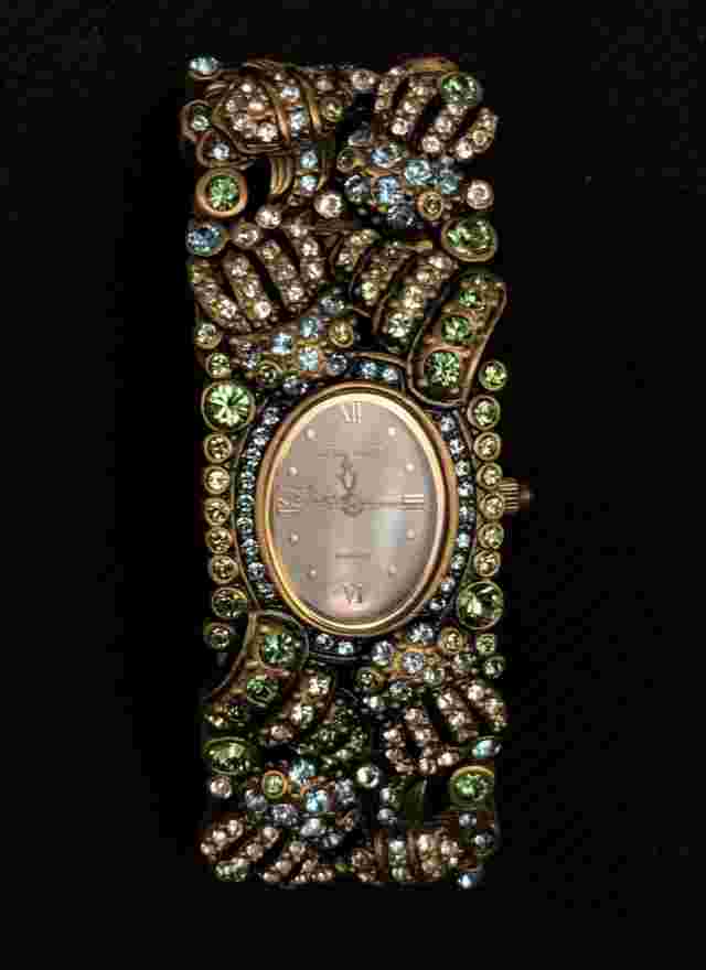 Vintage Heidi Daus B8946 Rhinestone Bracelet Watch Multi Colored Crystals