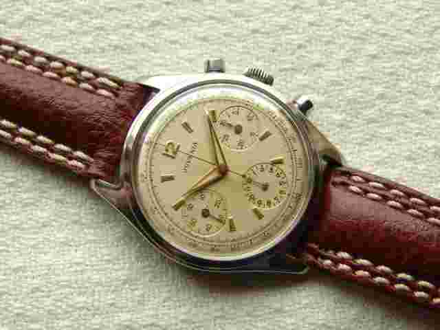36 mm WWII PERIOD MEN'S vintage JUVENIA CHRONOGRAPH steel WATCH GOOD CONDITION