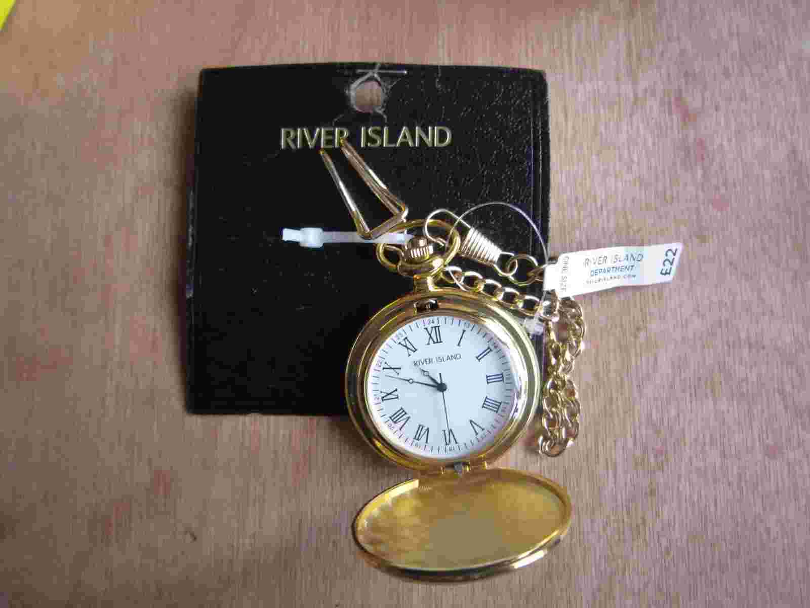 RIVER ISLAND METAL GOLD/SILVER POCKET WATCH RRP £22**NEW FREE P&P**