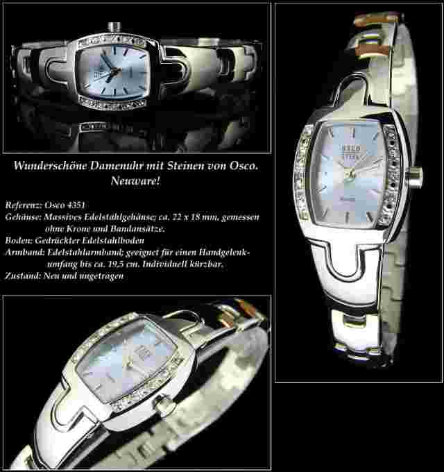 Elegant Watch Osco Stainless Steel with Zirconia Stones 0 3/4in Light Blue Cute