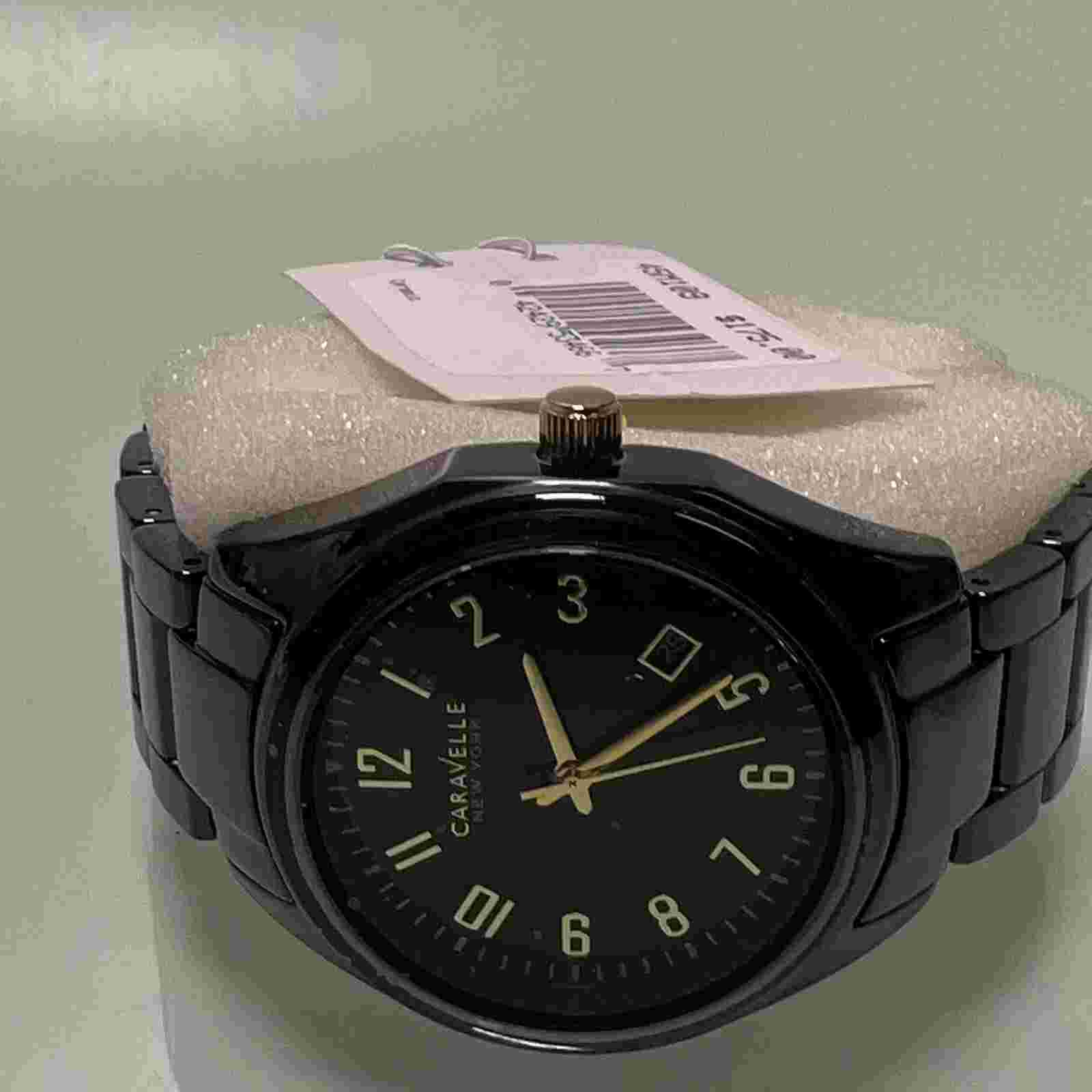 Caravelle by Bulova Women's New York Black/Gold St Steel 37mm Watch 45M109