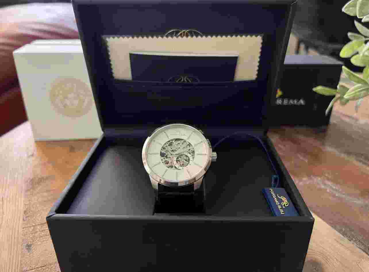Porsamo Bleu Cassius luxury automatic men's, silver, black, white 801ACAL