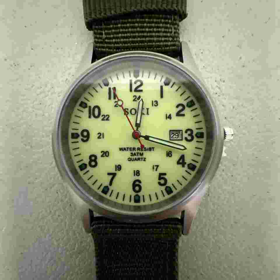 SOKI Military Army Mens Date Canvas Strap Analog Water Resistant, Wrist Watch -
