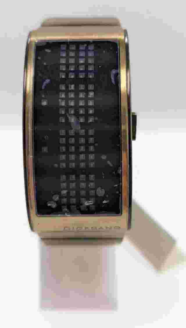 Giordano Men's 1223-44 Digital LED Watch Steel Bronze Tone NOS Runs