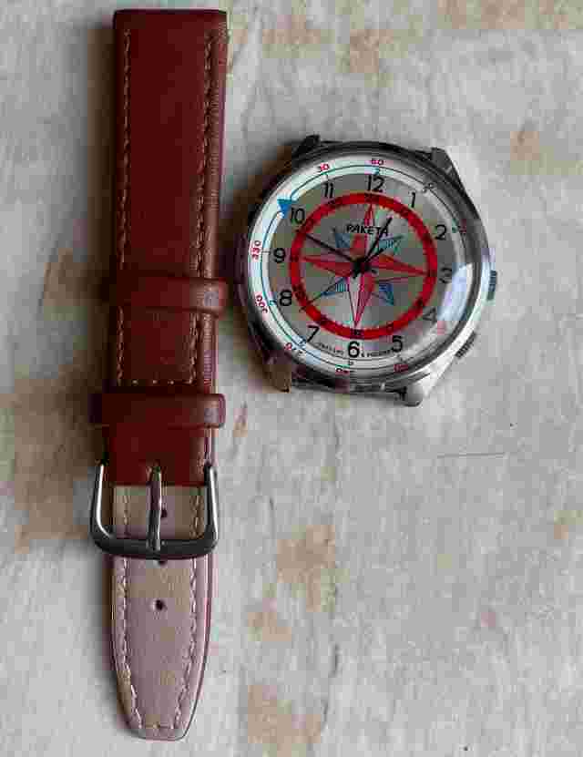 Original RAKETA ROSE OF WIND SOLAR COMPASS Vintage Soviet Mens Watch c. 2609. NP