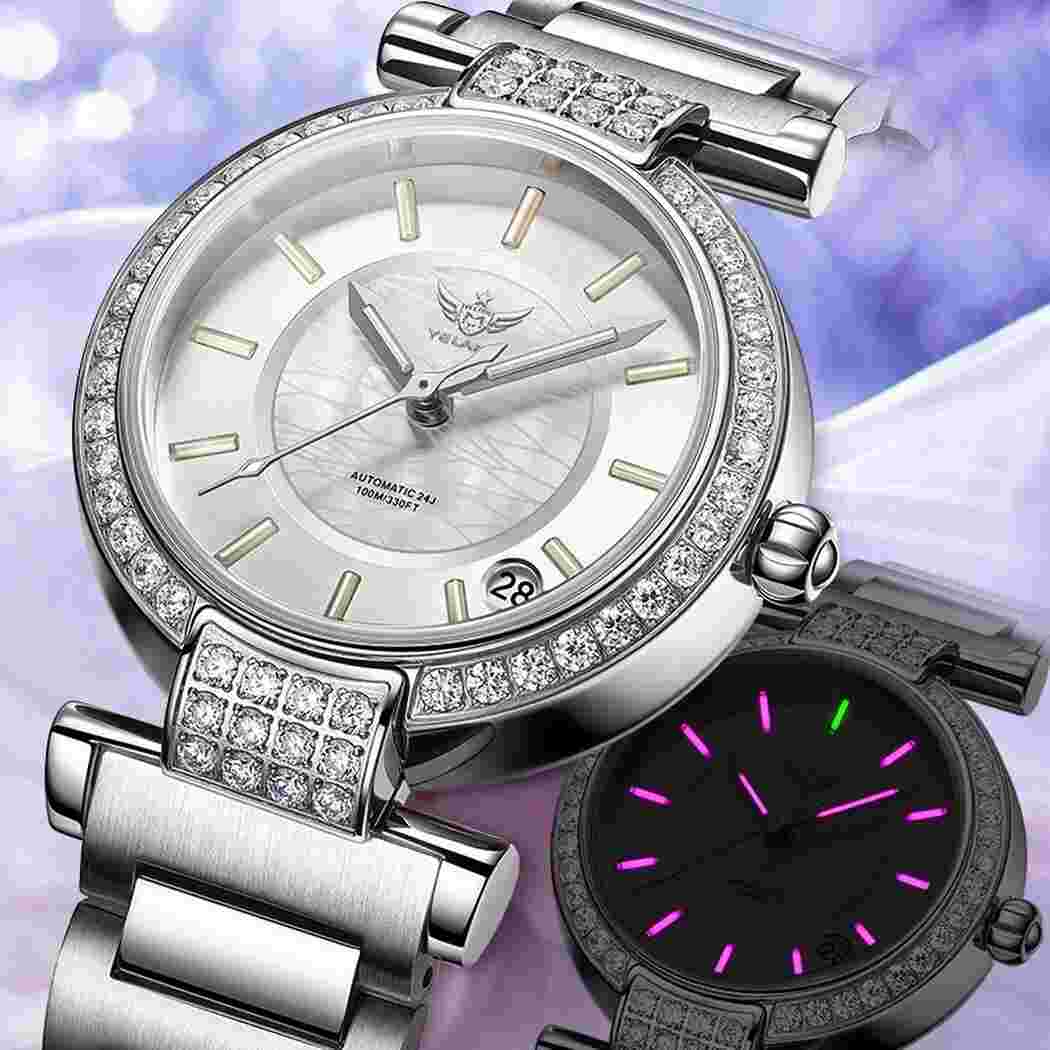 YELANG Women Luxury Watch Ladies Automatic Mechanical Wristwatch Luminous MOP