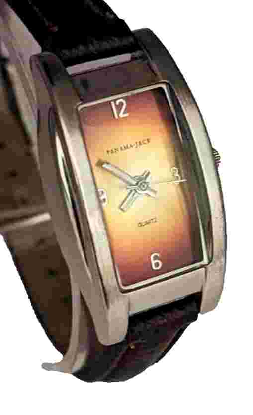 PANAMA JACK Ocean Side Sunburst Dial Brown Leather Ladies Watch NEW BATT
