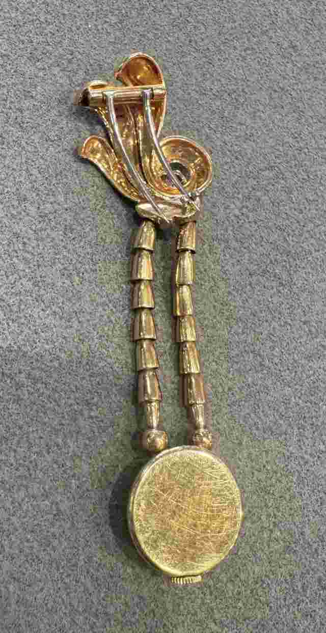 E Gubelin Vintage Lapel Watch 18k Rose Gold Diamonds Manual Wind