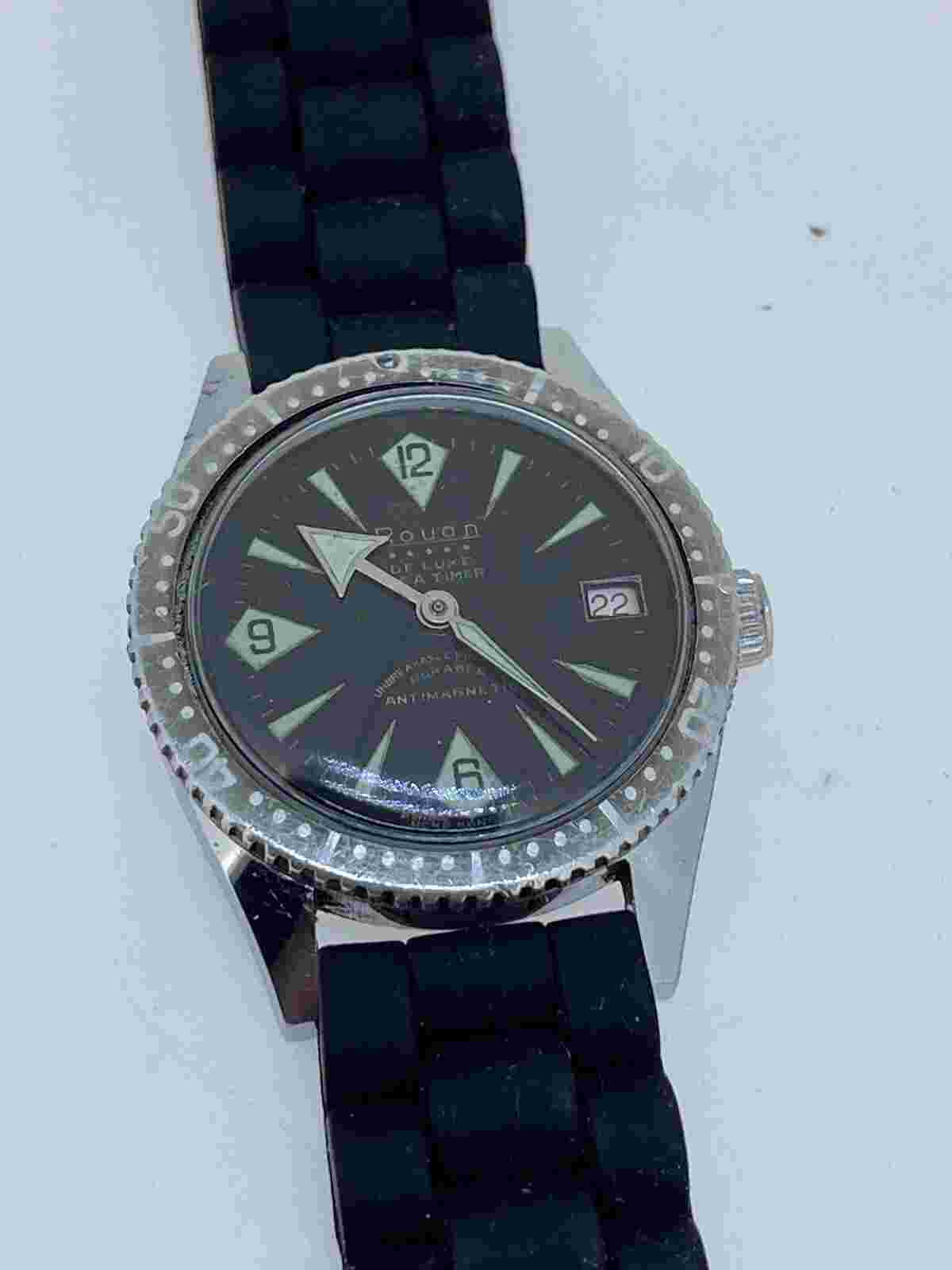 Vintage Rouan Deluxe Sea Timer Divers Mens Watch- 5 Stars  Antimagnetic Running