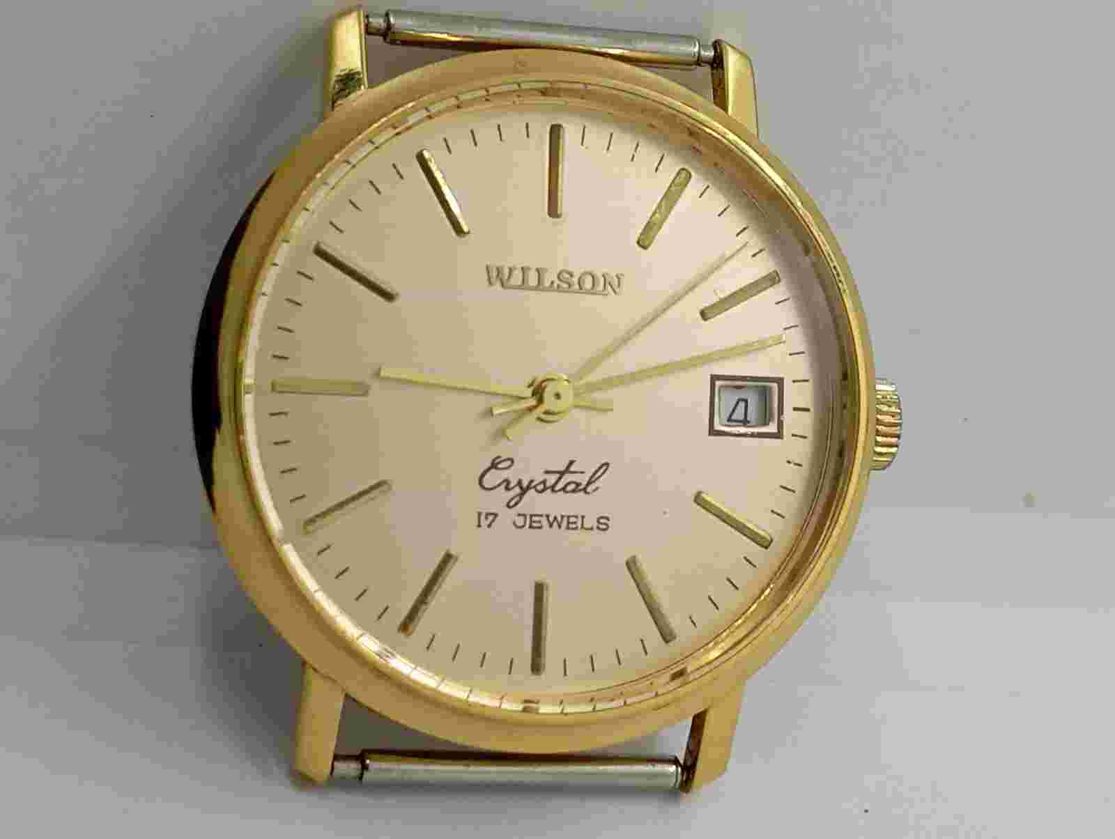 Vintage Perfect Condition WILSON Crystal gold Plated 10 Micron Watch CHECK ✅ IT!