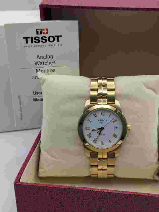 Tissot Gold Tone  1853 PR50 Quartz Date Men's Wristwatch Swiss J376/476K MINT !!