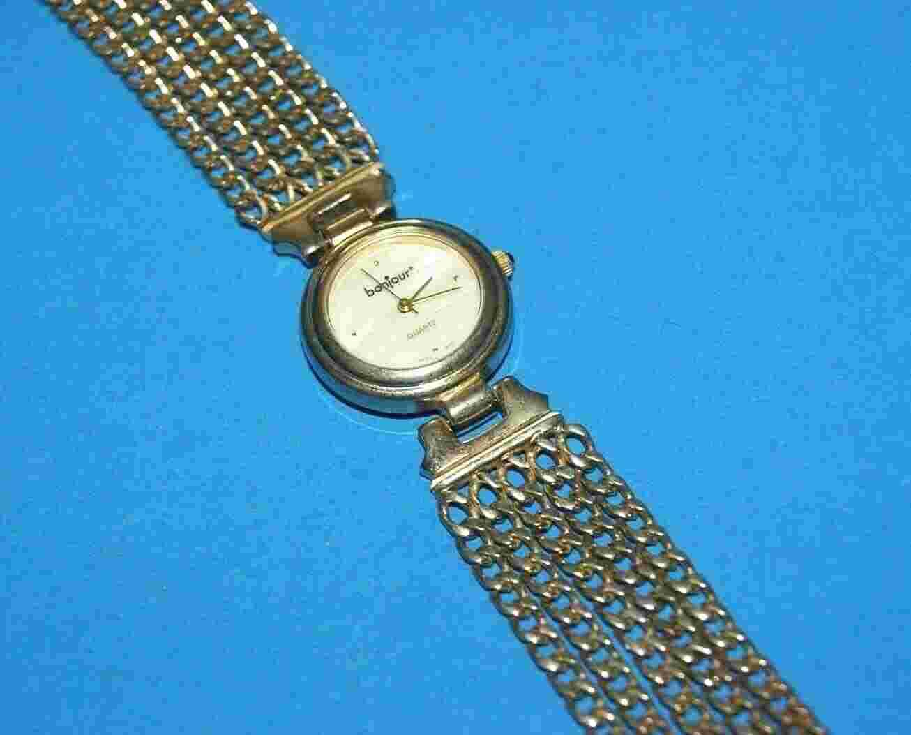 Beautiful Vintage Bonjour Gold Tone Watch