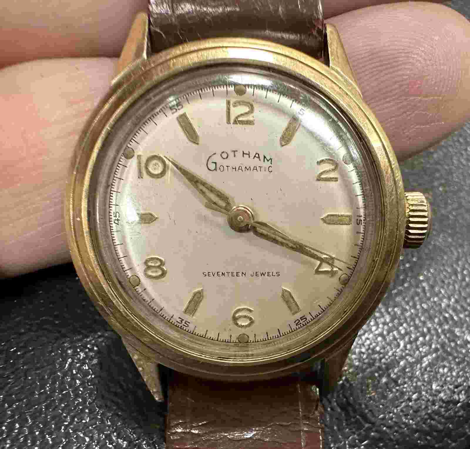 VTG Gotham Gothamatic Incabloc 14K Antimagnetic Wind-up 17 Jewels Men's Watch