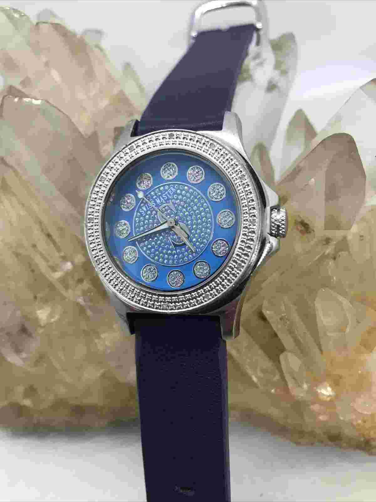 Ladies Swiss Master Diamond Dial Watch With New Battery And Replacement Band