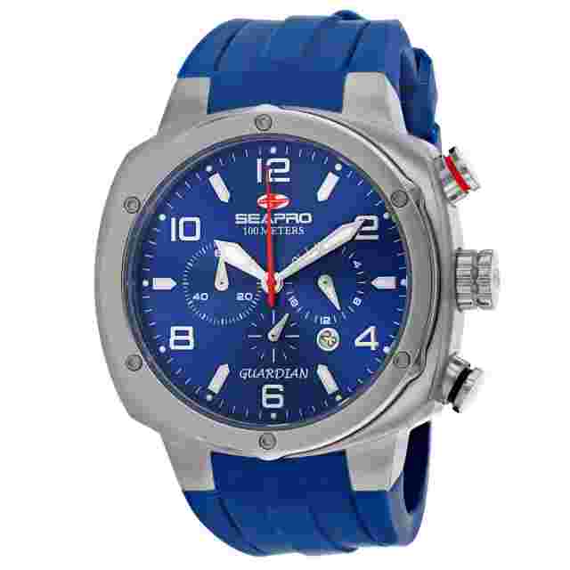 Seapro SP3343 Guardian 44mm Men's Chronograph Blue Silicone Watch