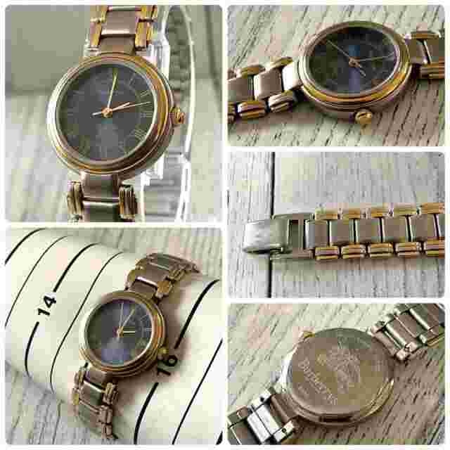 BURBERRY 8000 Watch 23mm Glay Dial Silver Gold Quartz Ladies Vintage Working