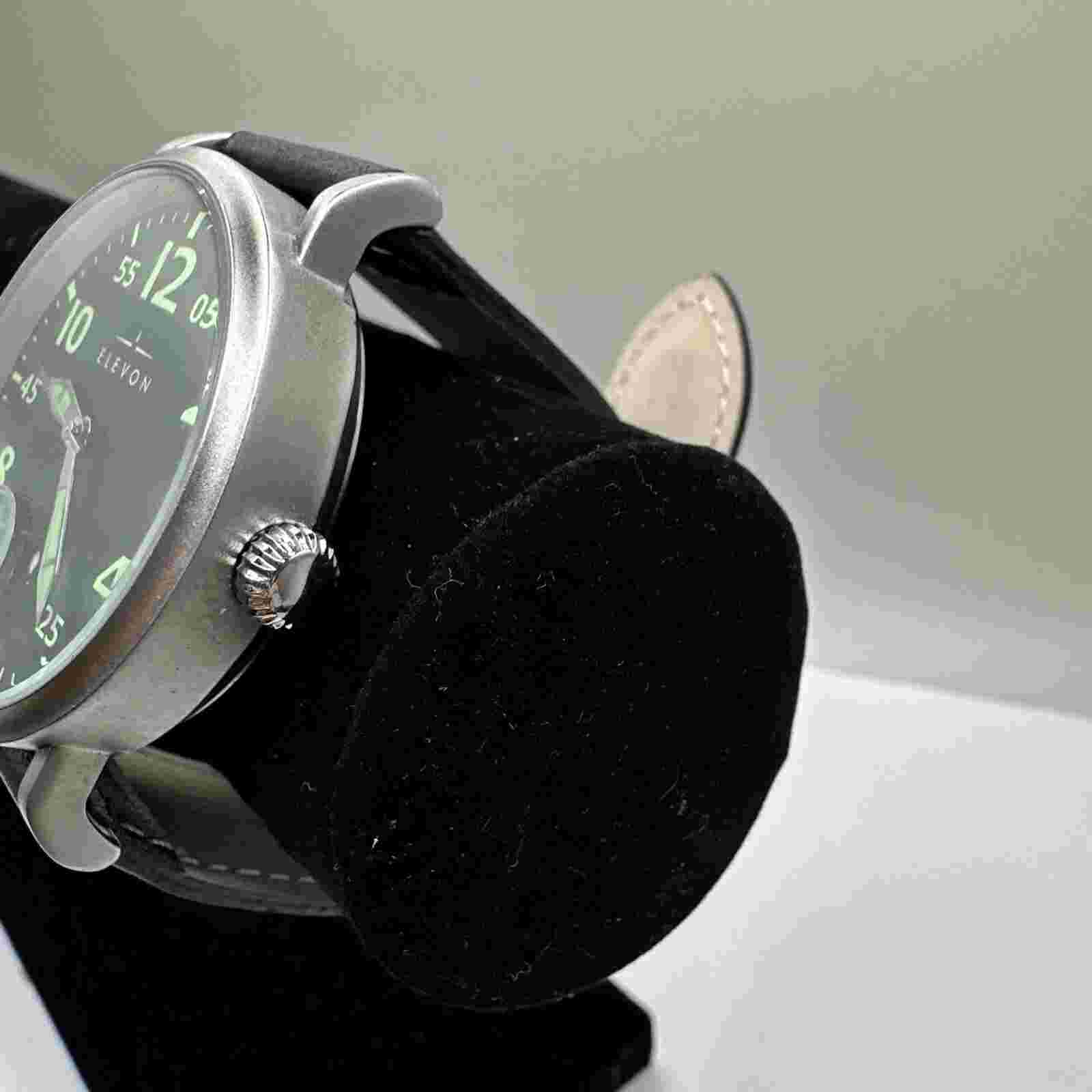 Elevon Hanson Men's Watch Black Face Black Leather Strap