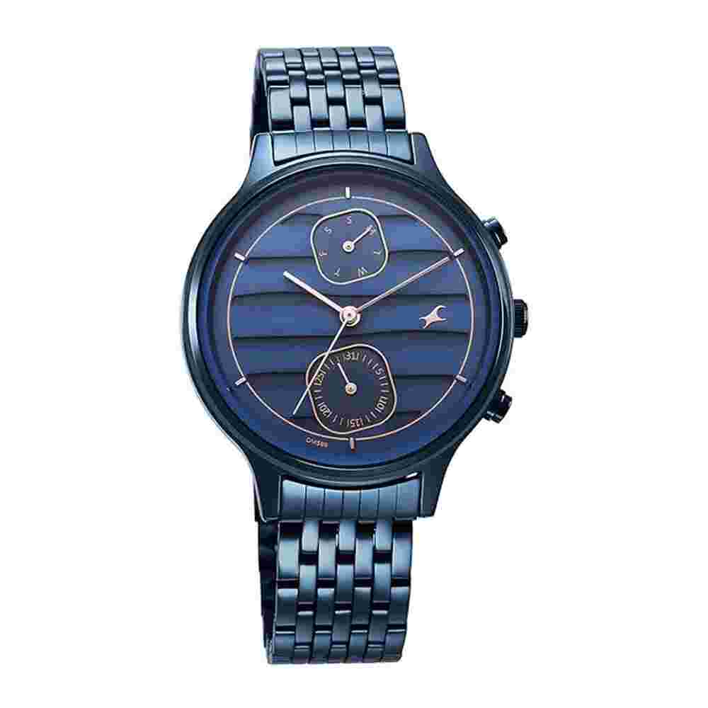 Fastrack Style Up Blue Dial Stainless Steel Strap Analog Watch for Girls-NS6207Q