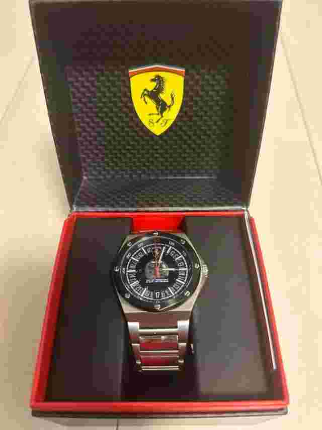 Ferrari original watch quartz stainless steel wristwatch with box used in japan
