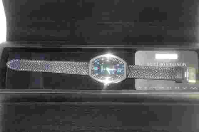 Montres De Luxe Mens Estremo GMT Black Leather Watch NEW