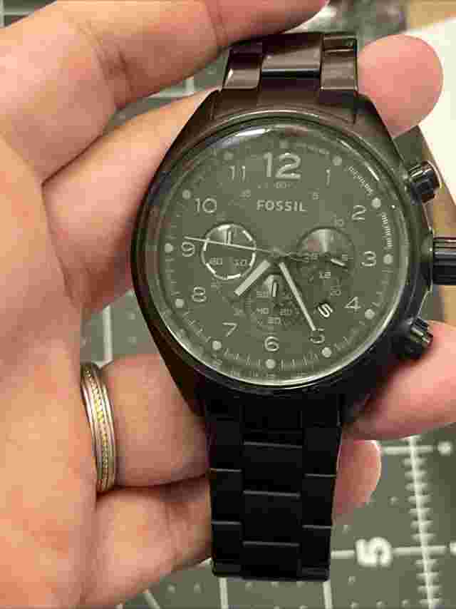 Fossil Flight Chronograph Watch Men 47mm Black Out Date 100M Ch-2083 New Battery