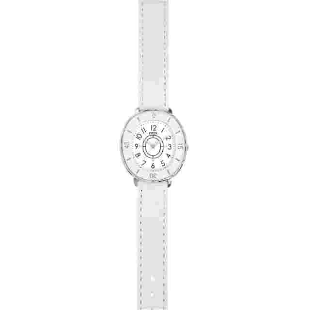 OPEX STELLI SILVER TONE,WHITE LEATHER BAND,GENUINE DIAMOND FRANCE WATCH-X3871LA2