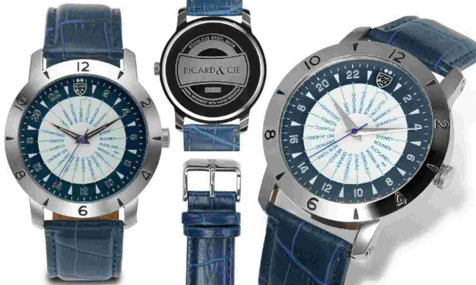Picard & Cie 14074 Men's Jet Setter Series Blue Textured Dial Fashion Watch