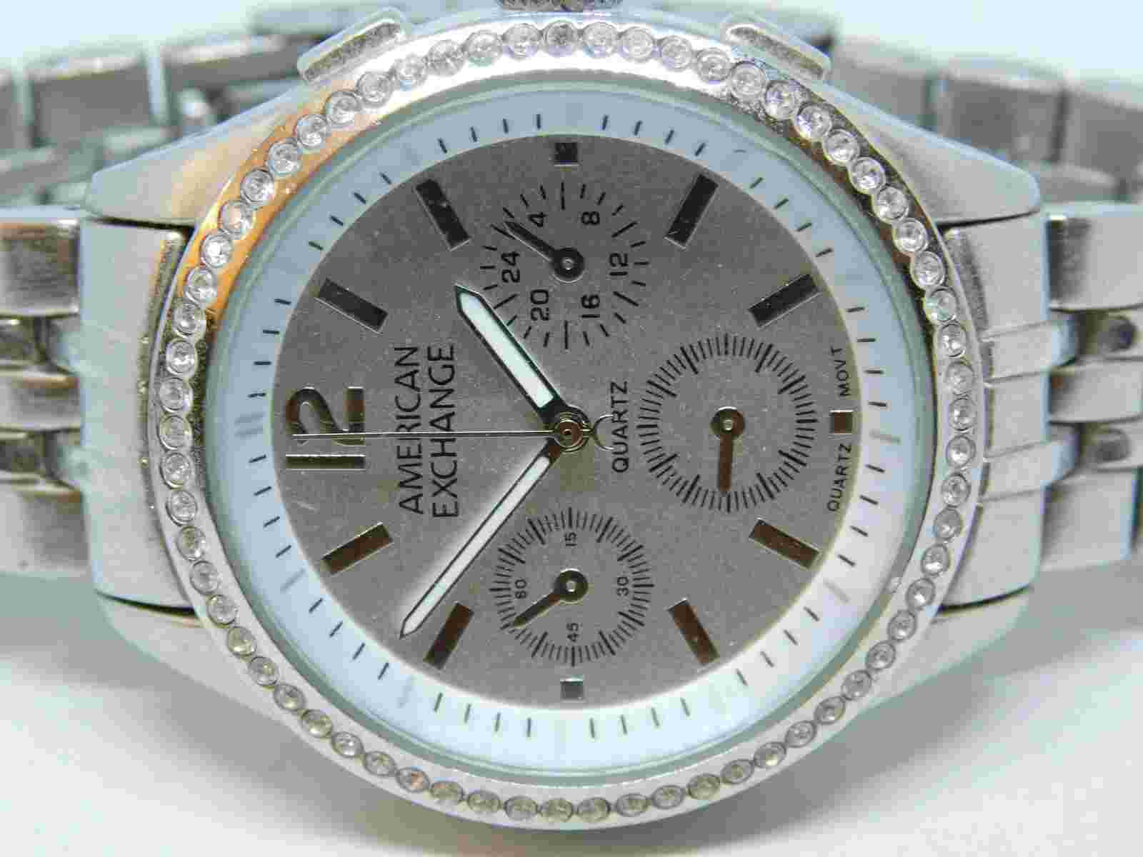 American Exchange 5728 Silver Tone Quartz Women's Watch Sz. 7 1/4" New Battery