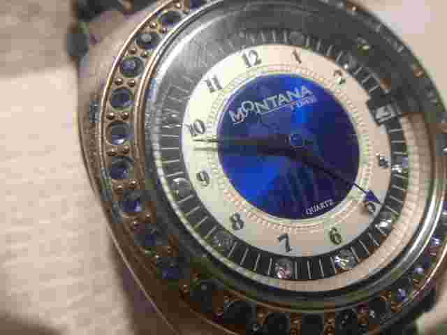 Montana Silversmiths Watch Blue Silhouette Horse Rider Crystals Leather New Bat
