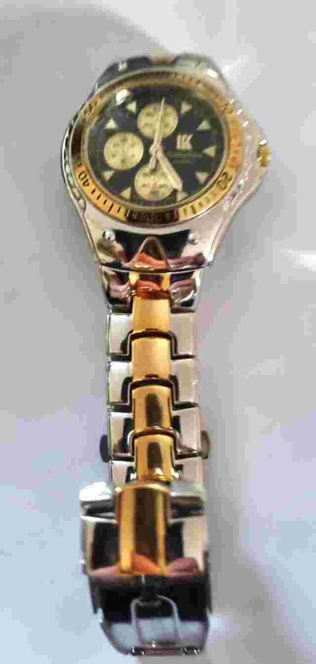IK Colleiten Burgundy Dial Stainless Steel Gents Watch. *Needs Battery*