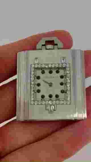 Vintage Tiffany & Co. POCKET WATCH PENDANT Platinum Diamond Estate Jewelry
