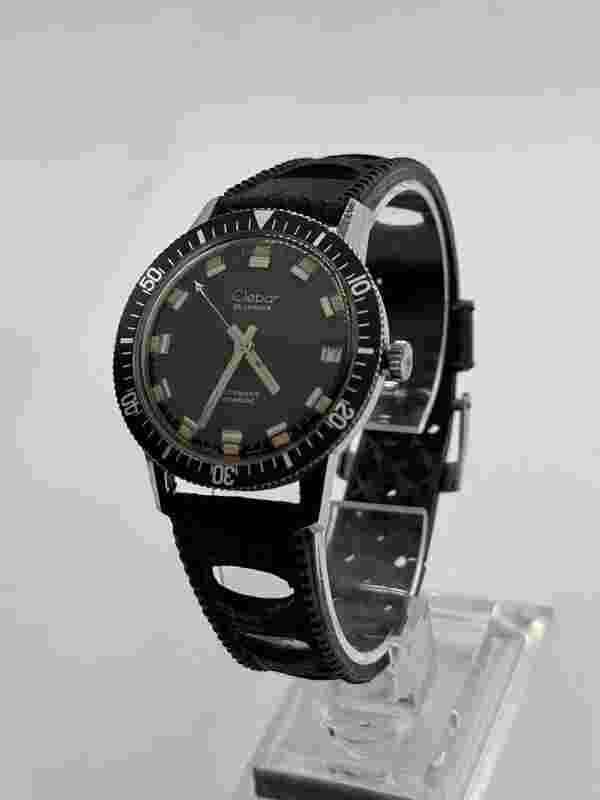 Vintage Clebar 25 Jewels Automatic Incabloc Date Black Dial and Bezel c.1970's