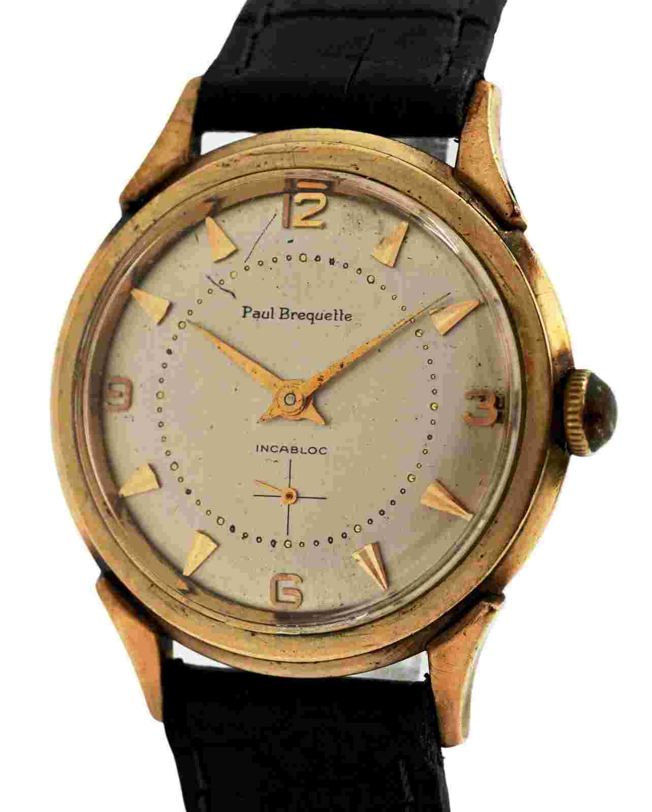 Vintage 1940s Paul Breguette 35mm Mechanical Small Seconds 10k Gold Filled Watch