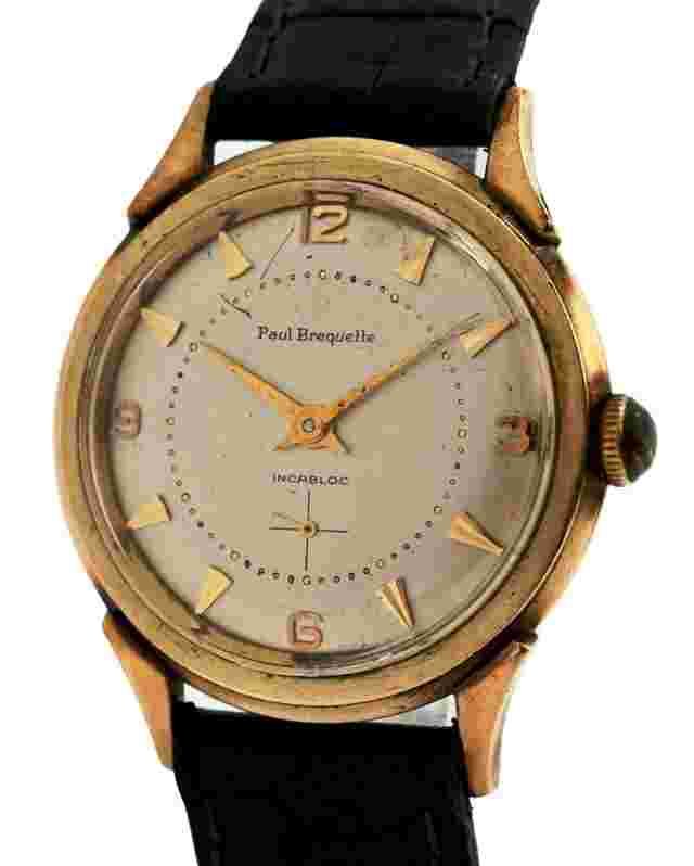 Vintage 1940s Paul Breguette 35mm Mechanical Small Seconds 10k Gold Filled Watch