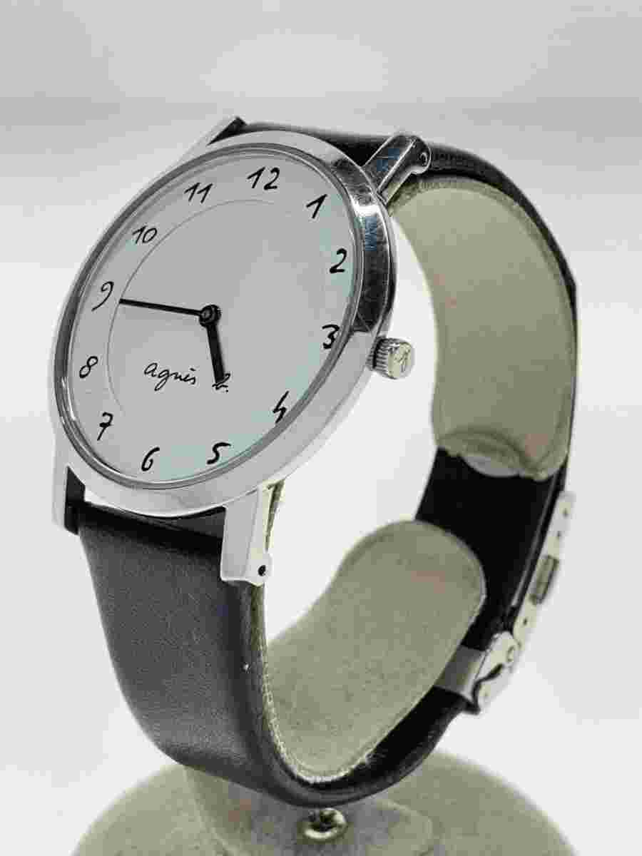 agnès b. VJ20-KDE0 Quartz Analog Leather Stainles Mens Watch Used Good Condition