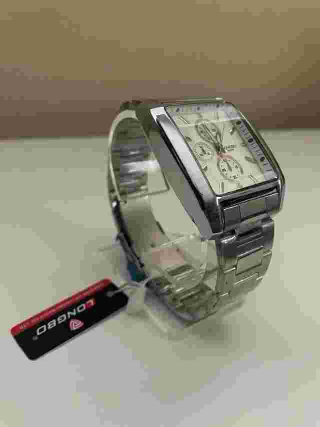 Longbo Mens Quartz Dial Prism Crystal Silver Tone Stainless St Band Watch NEW