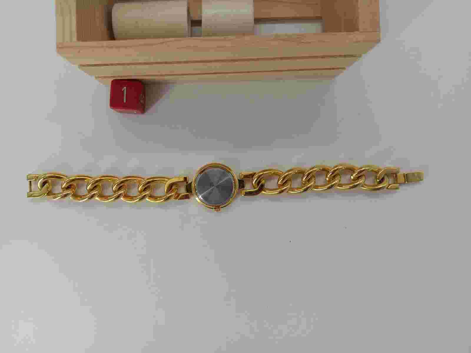 Jewelry Women's Watch by Mayfair Gold Tone Round White Dial Chain Band